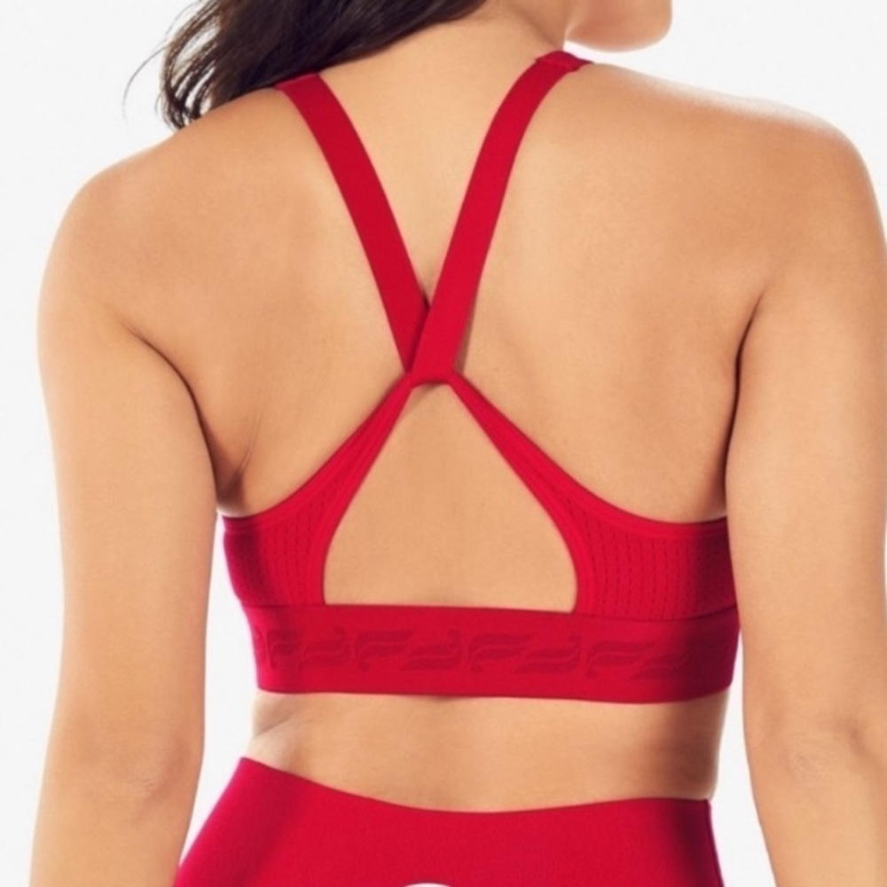 Fabletics Red High Neck Sports Bra XS